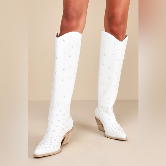 Lulu’s Billini White Pearl Cowboy Bachelorette Boots - Picture 2 of 8